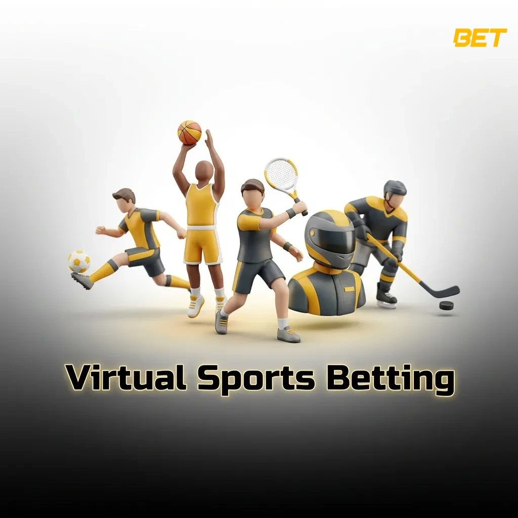 Virtual sports betting interface showing simulated football, horse racing, and basketball matches available 24/7