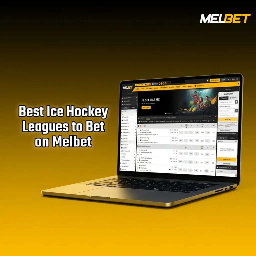 Top ice hockey leagues to bet on Melbet including NHL, KHL, SHL, Finnish Liiga, Czech Extraliga, and IIHF events