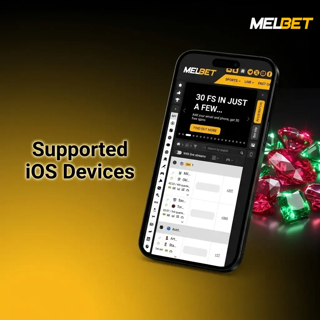 Melbet app supported iOS devices list including iPhone 7 to 14, iPad Pro, iPad Air, iPad mini, and iPod touch